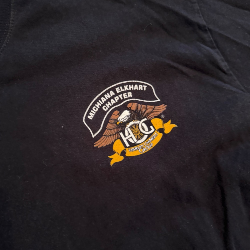 Harley Davidson HOG Michiana Elkhart Chapter Flaming Eagle Black Graphic T-Shirt - Picture 4 of 5